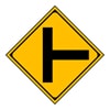 ┣形(又は┫形)道路交差点あり　警戒標識