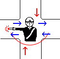 灯火を横に振っている灯火信号